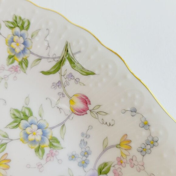 Andrea By Sadek Corona Floral Dessert Serving Set, Chip & Dip Set, Japan c.1996 - Picture 4 of 8